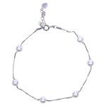 Load image into Gallery viewer, 925 Sterling Silver Pearl Bead Link Chain Single Anklet For  Women
