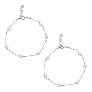 925 Sterling Silver Pearls Link Chain Anklet For Women