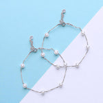 Load image into Gallery viewer, 925 Sterling Silver Pearls Link Chain Anklet For Women
