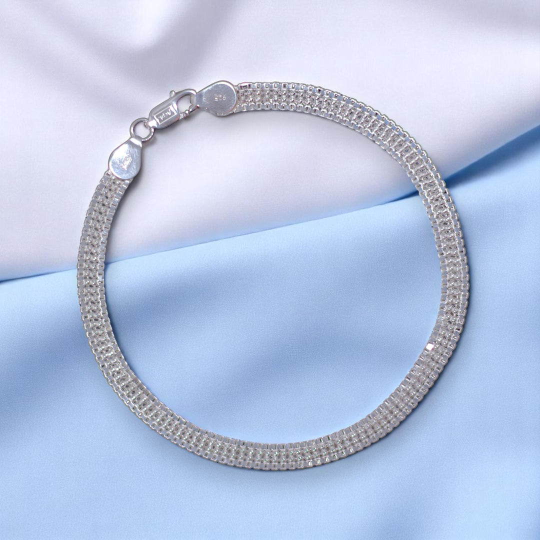 925 Sterling Silver Highway Chains Design Single Anklet For Women