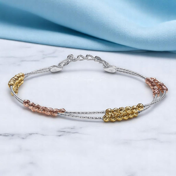 Taraash 925 Sterling Silver Gold Plated Silver Balls Bangle For Women BG1705G