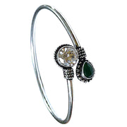 925 Sterling Silver Bangles with Gemstone Drop Design