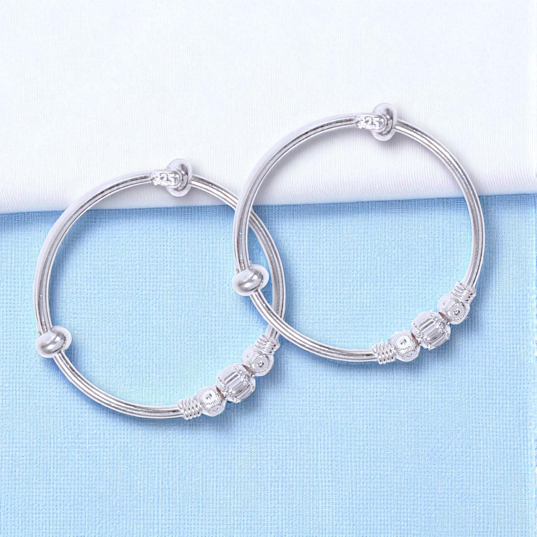 925 Sterling Silver Multi Beaded Bangles for Kids