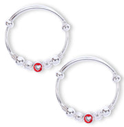 925 Sterling Silver Enamelled Heart Beaded Bangles for Kids