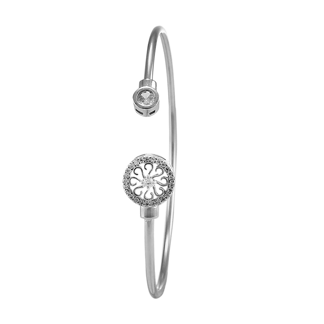 Taraash 925 Sterling Silver CZ Swirl Design Bangle For Women
