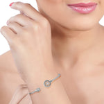 Load image into Gallery viewer, Taraash 925 Sterling Silver CZ Swirl Design Bangle For Women