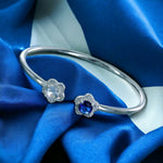 Load image into Gallery viewer, 925 Sterling Silver Floral Blue &amp; White CZ Bangle For Women/Girls
