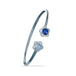 Load image into Gallery viewer, 925 Sterling Silver Floral Blue &amp; White CZ Bangle For Women/Girls
