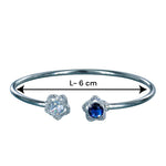 Load image into Gallery viewer, 925 Sterling Silver Floral Blue &amp; White CZ Bangle For Women/Girls
