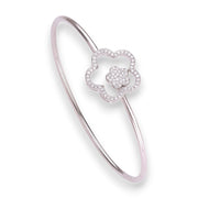 Taraash 925 Sterling Silver Cz Floral Bangle For Women