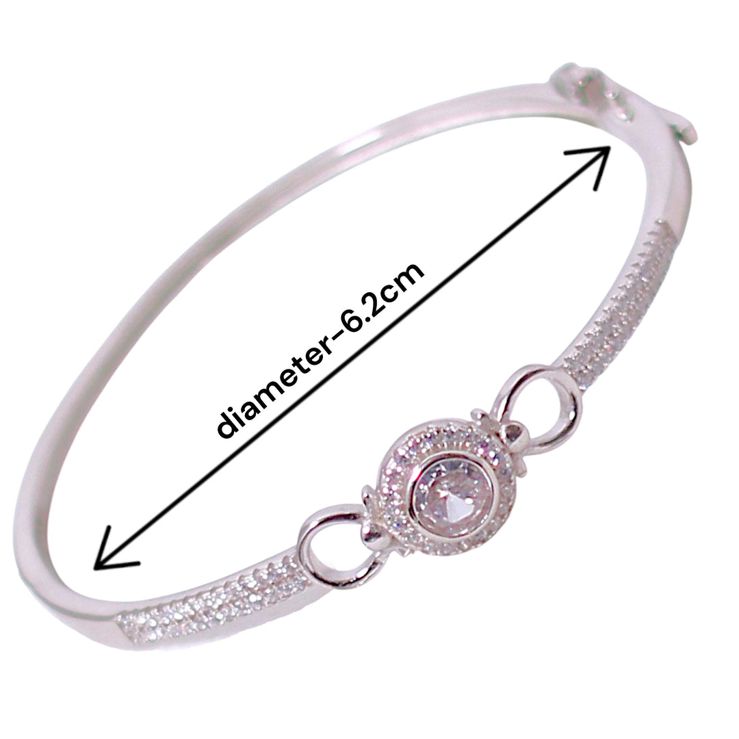 925 Sterling Silver Bow-Style Elegant Cz Bangles for Women