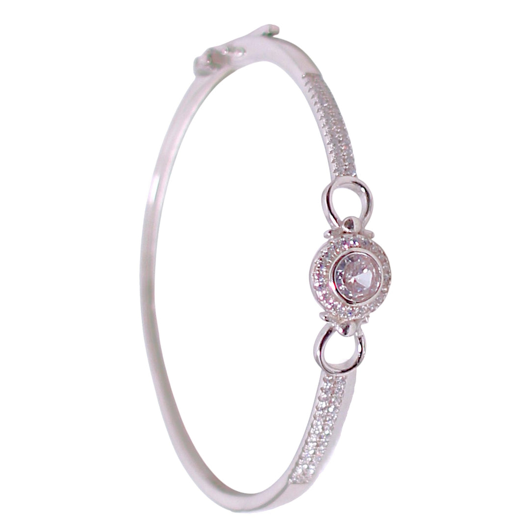 925 Sterling Silver Bow-Style Elegant Cz Bangles for Women