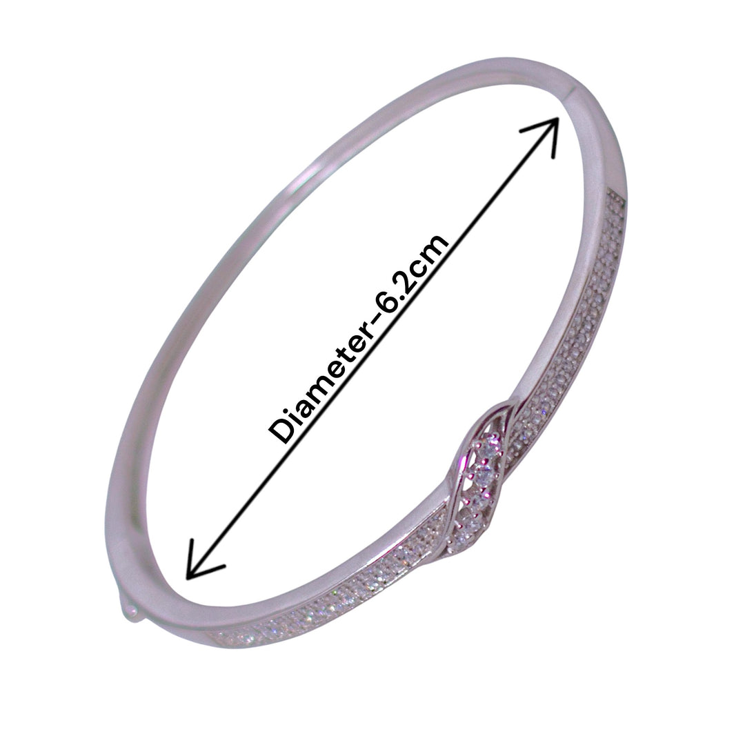 925 Sterling Silver Bangles Stylish Cz Leaf for Women