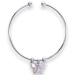Load image into Gallery viewer, 925 Sterling Silver Cz Butterfly Charms Rhodium Finsh Bangle for Women
