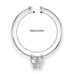 Load image into Gallery viewer, 925 Sterling Silver Cz Butterfly Charms Rhodium Finsh Bangle for Women
