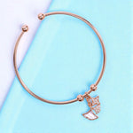 Load image into Gallery viewer, 925 Sterling Silver Leaf &amp; Star Charms Rose Gold Bangles for Women
