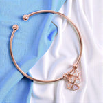 Load image into Gallery viewer, 925 Streling Silver Rose Gold Plated Clover &amp; Star Charm Bangle for Women/Girl
