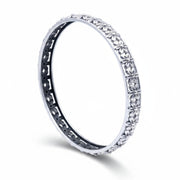 925 Sterling Silver Intricate Floral Design Single Bangle for Women