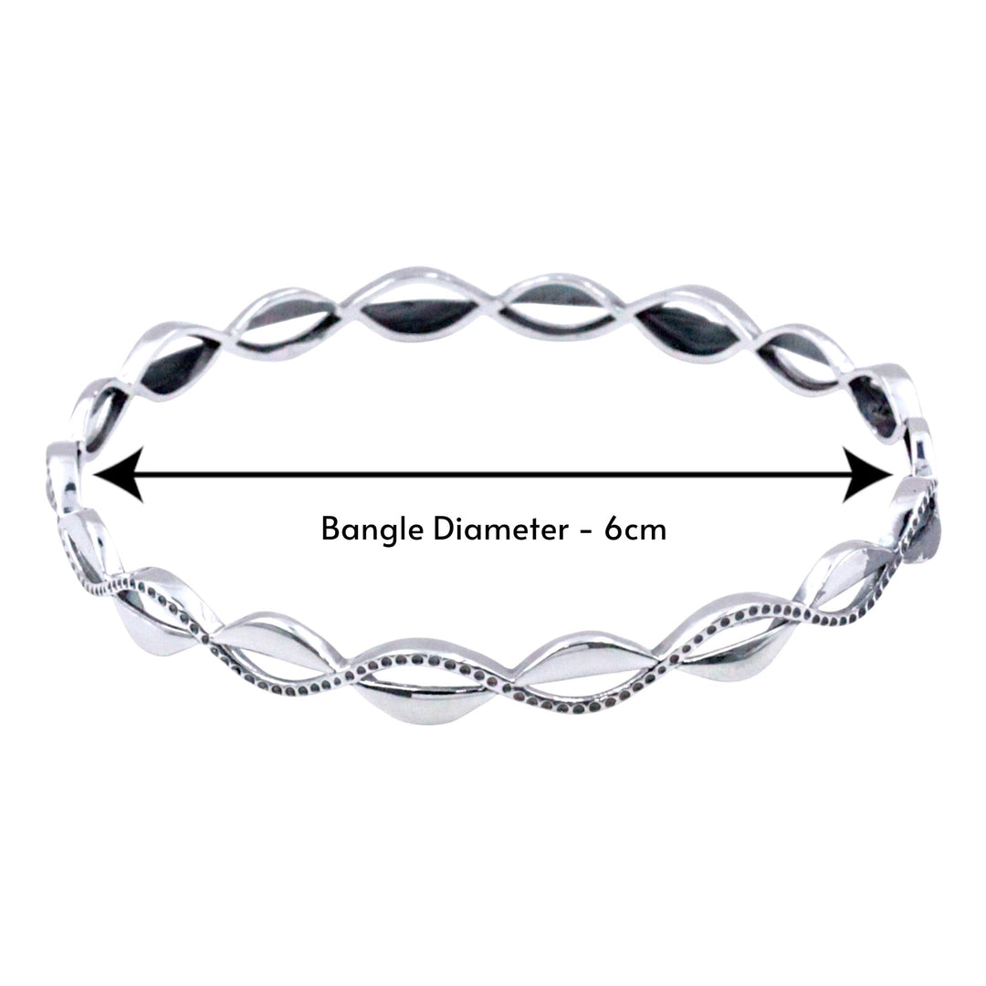925 Sterling Silver Twisted Design Bangle with 6 cm Diameter Bangle For Women