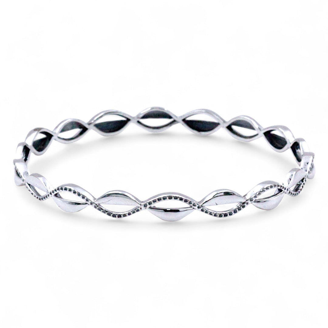 925 Sterling Silver Twisted Design Single Bangle for Women