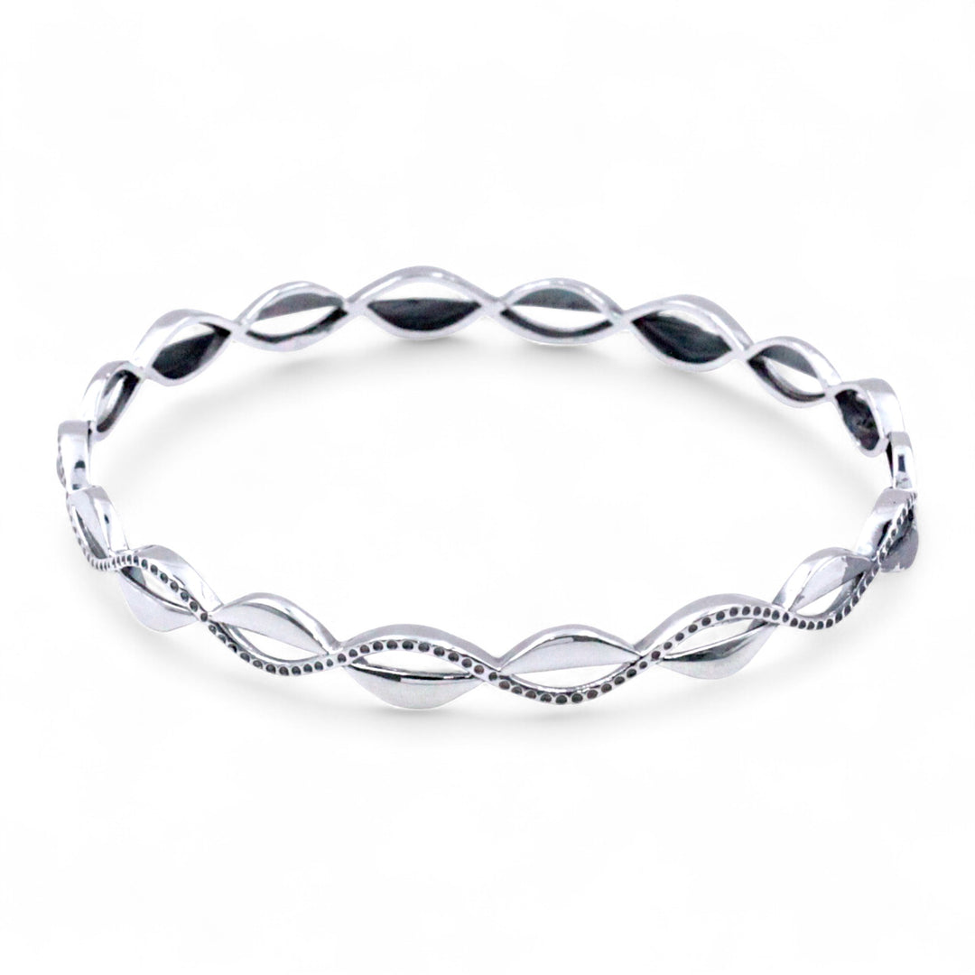 925 Sterling Silver Twisted Design Single Bangle for Women