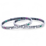 Load image into Gallery viewer, 925 Sterling Silver Engraved with Multi-Color Gemstone Accents Bangle For Women
