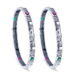Load image into Gallery viewer, 925 Sterling Silver Engraved with Multi-Color Gemstone Accents Bangle For Women
