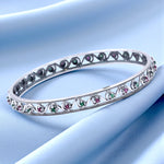 Load image into Gallery viewer, 925 Sterling Silver Swirl Design Pink &amp; Green CZ Single Bangle For Women
