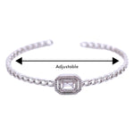 Load image into Gallery viewer, 925 Sterling Silver Rhodium Adjustable Finish Rectangular CZ Bangle for Women
