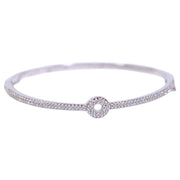 925 Sterling Silver CZ Circle Charm Bangle for Women/Girls