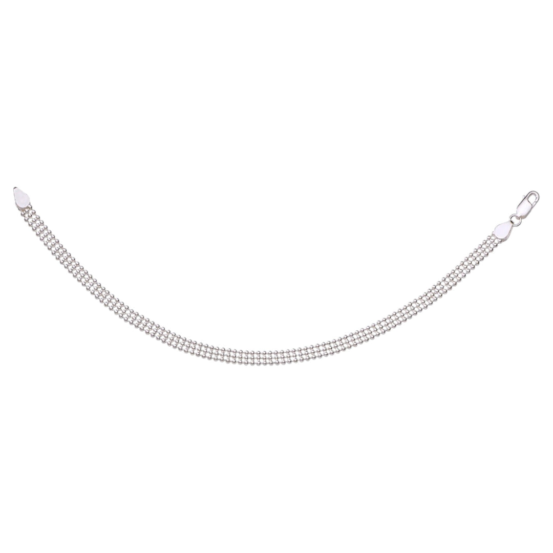 925 Sterling Silver Plain Ball Chain Single Anklet for Women