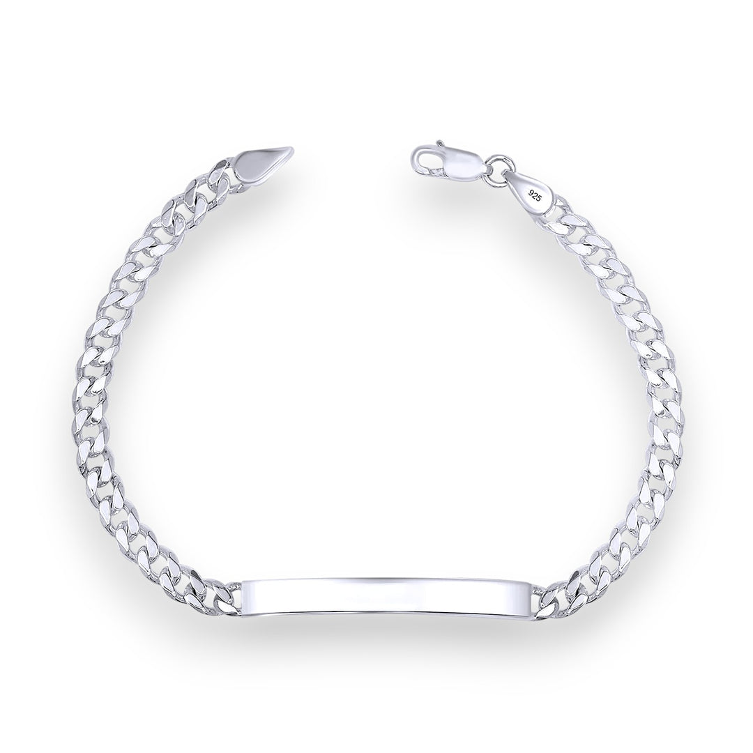 925 Sterling Silver Curb Chain 8 Inch Id Bracelet for Mens