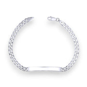 925 Sterling Silver Curb Chain 8 Inch Id Bracelet for Mens