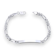 925 Sterling Silver Figaro Chain ID Bracelet for Mens