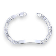 Taraash Silver Figaro Chain ID Bracelet for Mens