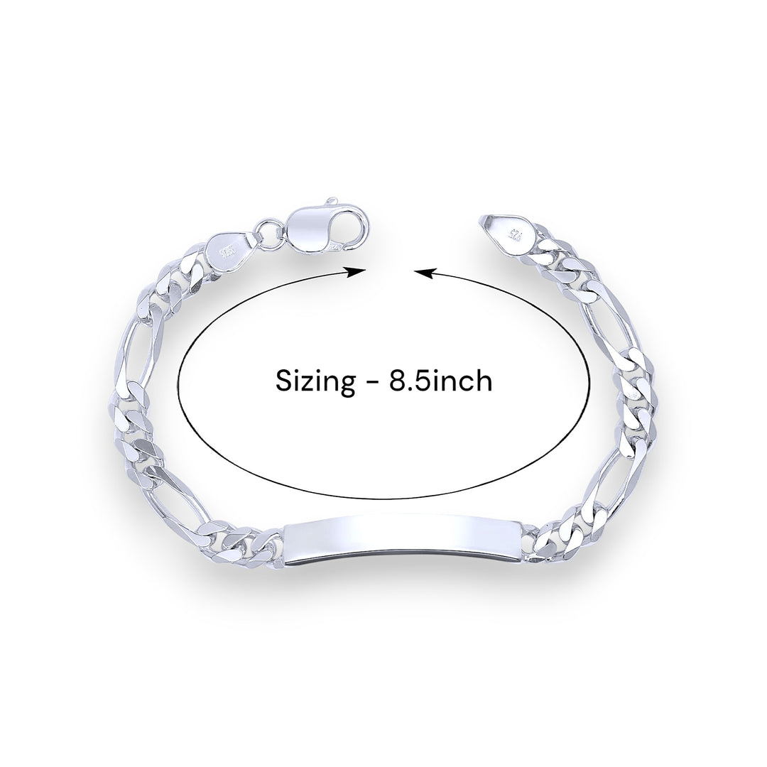 Taraash Silver Figaro Chain ID Bracelet for Mens