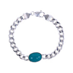 Load image into Gallery viewer, 925 Sterling Silver Curb Chain with Firoza Stone Bracelet For Mens
