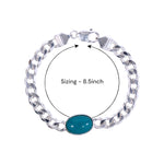 Load image into Gallery viewer, 925 Sterling Silver Curb Chain with Firoza Stone Bracelet For Mens
