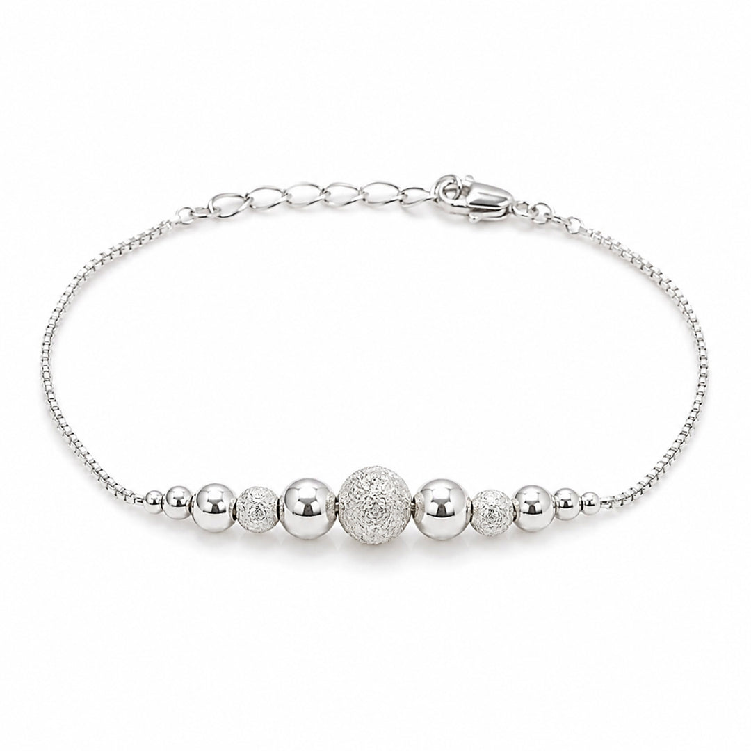 925 Sterling Silver Frosted Balls Design Bracelet For Women