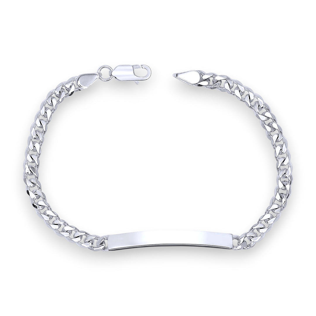 925 Sterling Silver Curb Chain ID Bracelets for Men