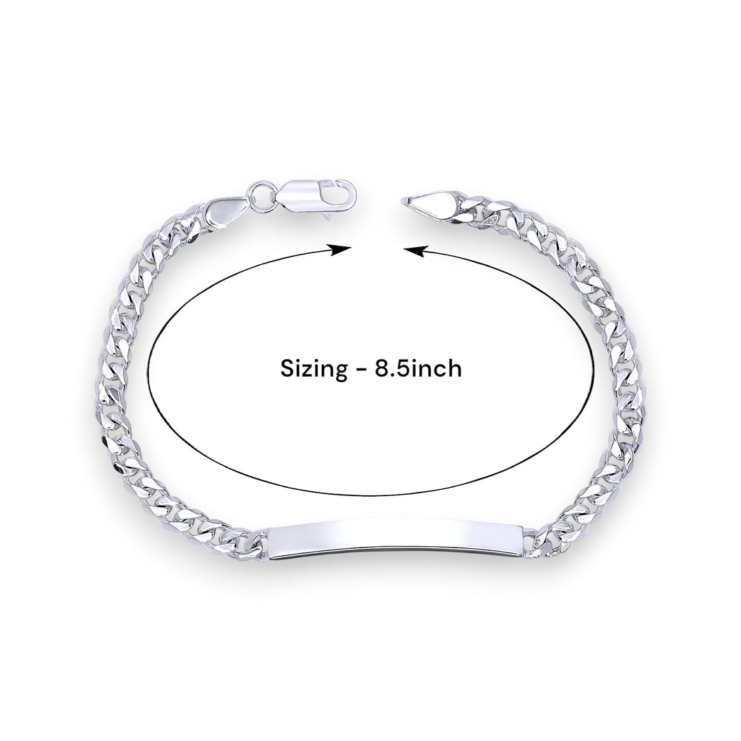 925 Sterling Silver Curb Chain ID Bracelets for Men