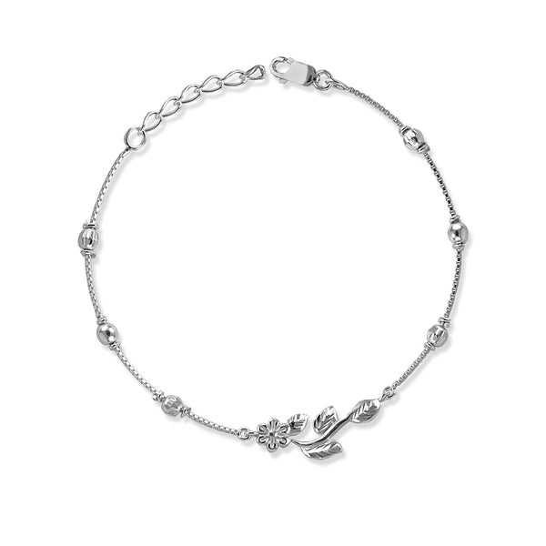Taraash 925 Sterling Silver Floral Leaf Bracelet |Pure Silver Bracelet For Women | Sterling Silver Bracelet