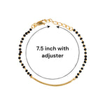 Load image into Gallery viewer, 925 Sterling Silver Bracelet for Kids with Gold-Toned Bar and Black Beads
