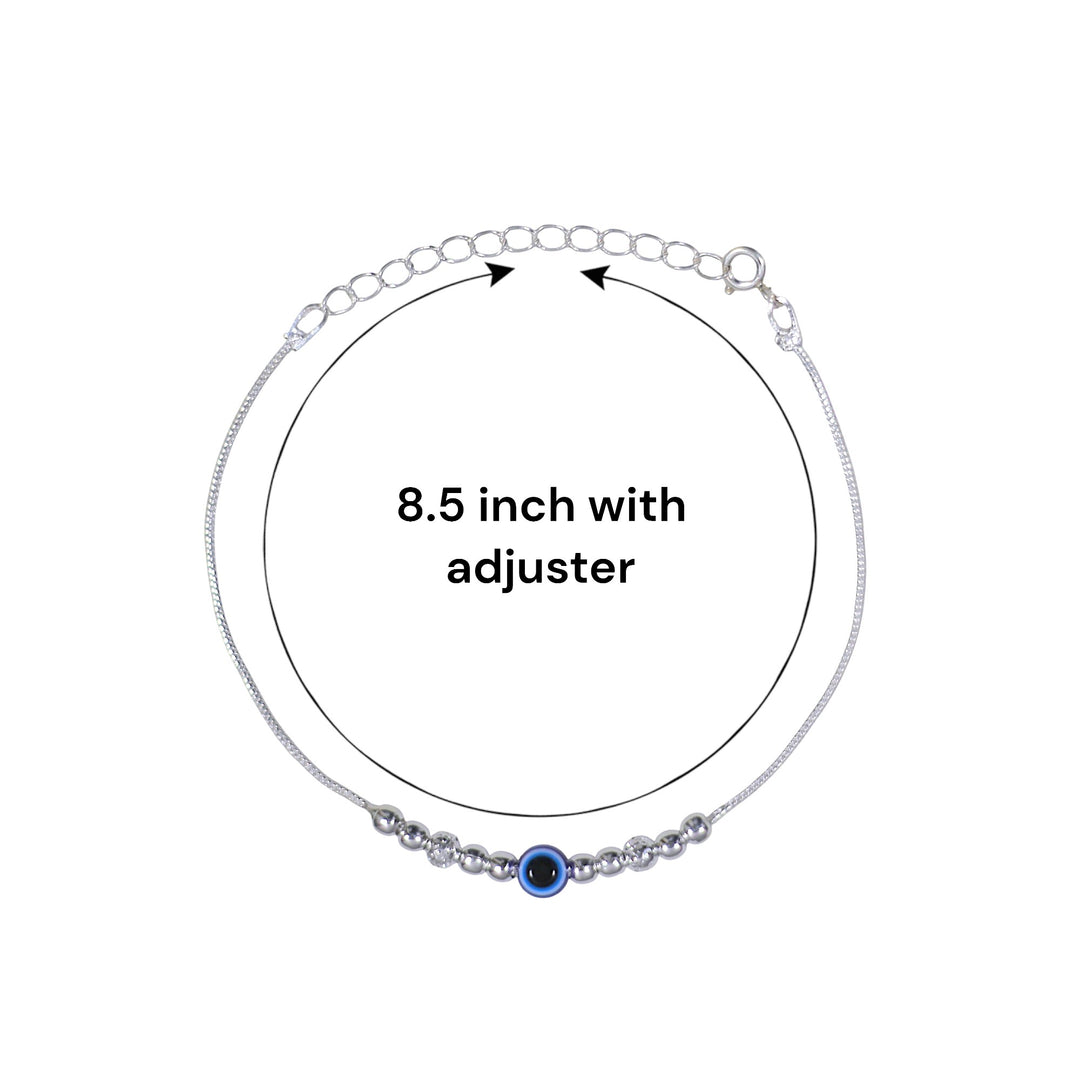 925 Sterling Silver Evil Eye & Silver Balls Rakhi For Brother