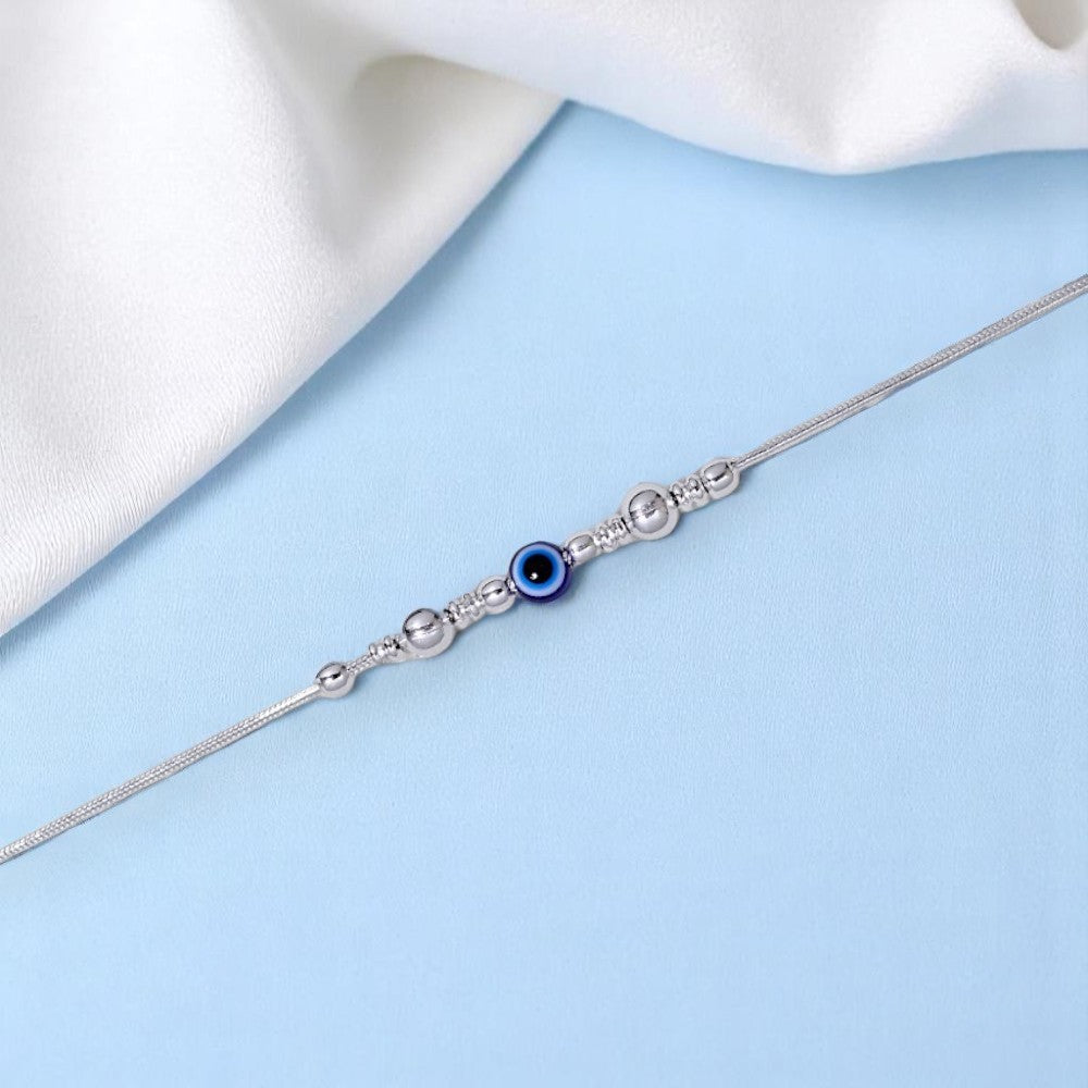 925 Sterling Silver Evil Eye Beaded Chain Bracelet for Women