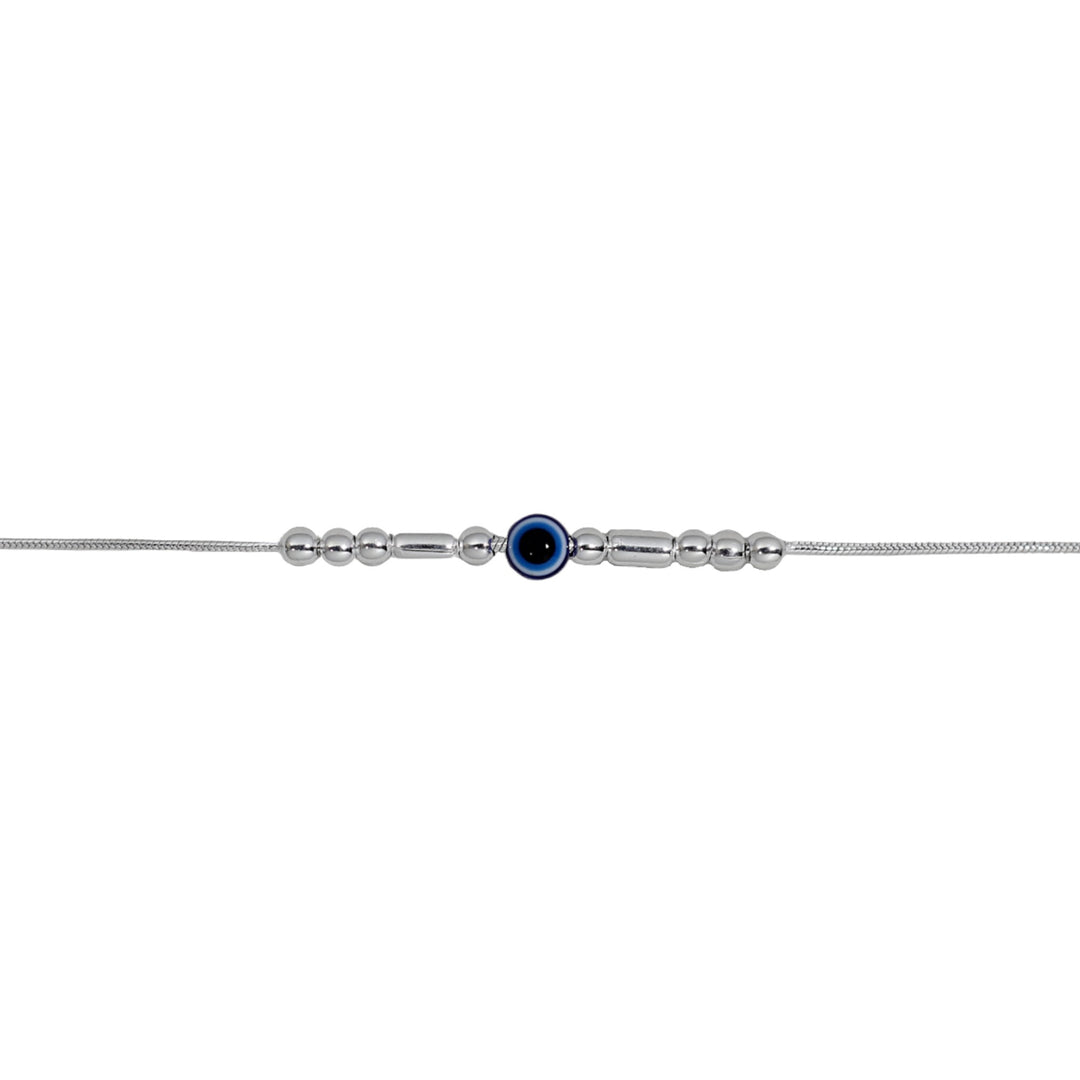 925 Sterling Silver Beaded with Evil Eye Charm Rakhi For Brother