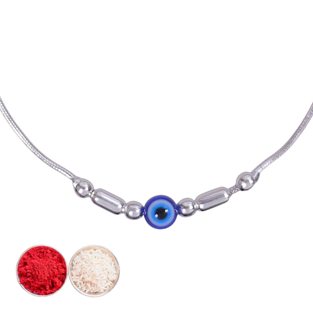 925 Sterling Silver Multi Beaded Silver Rakhi for men