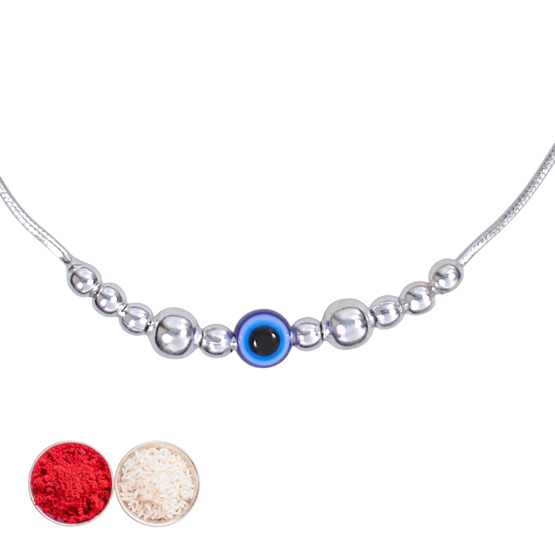 925 Sterling Silver Evil Eye Multi Beaded Rakhi Bracelet for Men