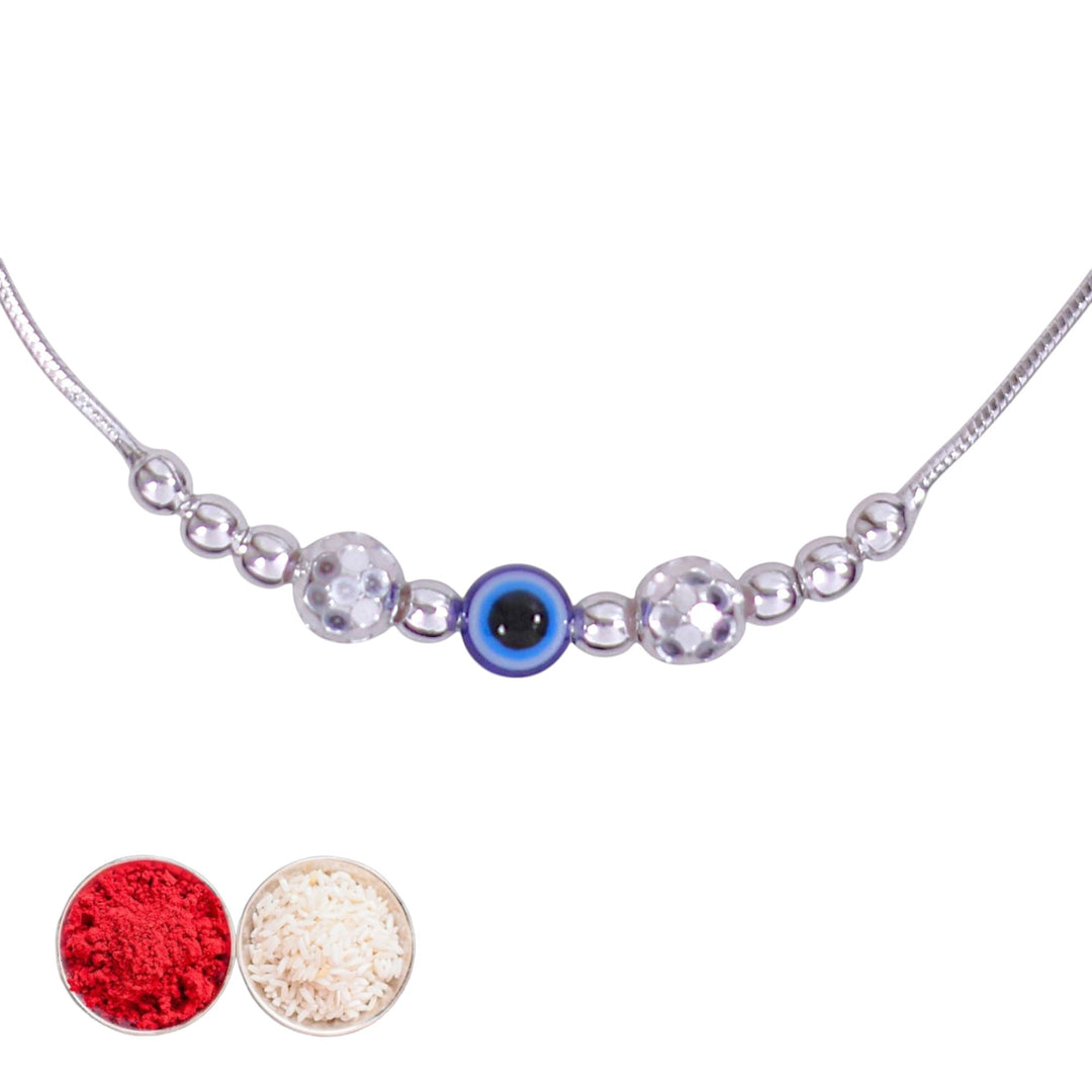 925 Sterling Silver Evil Eye Rakhi – Stylish Safeguard for Your Brother