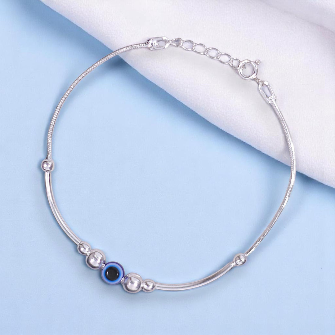 925 Sterling Silver Evil Eye Beaded Rakhi Bracelet for Brother